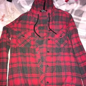 Flannel jacket with hood